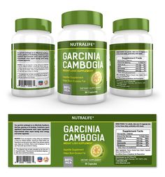 three bottles of garcina cambogia with labels