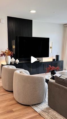 a living room filled with furniture and a flat screen tv mounted on the wall over a fireplace