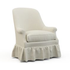 a white chair with a ruffled skirt on it