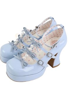 ❤︎ White Tide Riming Ribbon Pearl Shoes❤︎ Ballerina Heels, Pearl Shoes, Bridal Flats, Lolita Outfits, Vintage Fine Jewelry, Bow Shoes, Iconic Bags, Mary Jane Heels, Sweet Lolita