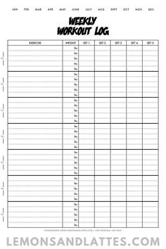 Workout Tracker Printable Exercise Log Template, Workout Log Printable, Workout Logs, Weekly Fitness Planner, Exercise Log, Exercise Tracker, Fitness Planner Free, Workout Template, Track Your Progress