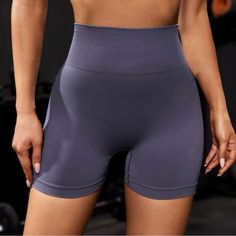 -Stretchy -Scrunch -Size Small -New, Never Worn Gray Stretch Athletic Shorts For Yoga, Gray Stretch Athletic Shorts For Athleisure, Gray Stretch Athletic Shorts For Workout, Gray Stretch Athletic Shorts, Gray Stretch Athleisure Shorts, Stretch High-waisted Shorts For Light Exercise, Stretch Gray Shorts For Training, Mtb Shorts, British Khaki