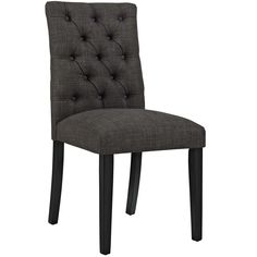 a dark colored chair with buttons on the back