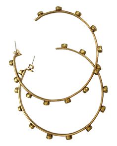 Experience elegance like never before with our Hermana Hoops. Each pair is crafted with gold dipped hoops adorned with sparkling crystals. Elevate any outfit and make a statement with these stunning and timeless accessories. Perfect for any occasion, these hoops are a must-have for every fashion-forward individual. Light Weight Studded Hoops Rhinestone Accents Gold Plated Elegant Jeweled Hoop Jewelry, Festive Gold Metal Hoop Earrings, Chic Gold Jewelry With Rhinestones, Chic Gold Jewelry With Gold Beads, Gold Hoop Jewelry For Party, Festive Gold Earrings With Sparkling Stones, Glamorous Gold Hoop Earrings With Bling, Gold Bling Hoop Earrings, Elegant Gold Hoop Earrings With Bling