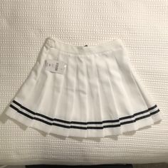 Nwt Waist Is About 26.5” Length Is About 15” Material Is Somewhat See-Through (I Tried To Show My Hand Through It In The Last Pic) White School Uniform Skirt For Summer, Trendy White Tennis Skirt For School, White Stretch Mini Skirt For School, White Stretch Skirt For School, White Pleated School Uniform Skirt, White Preppy Tennis Skirt For School, White Pleated School Uniform Skirt For Spring, White Pleated Tennis Skirt For School, White Preppy Mini Tennis Skirt