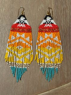 Artisan Beaded Earrings With Fringe, Traditional Fringed Beaded Earrings, Traditional Fringe Beaded Earrings With Round Beads, Traditional Beaded Earrings With Fringe And Round Beads, Native American Beadwork, Beverly Hills, Bead Work, Native American, Beading