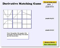 a screen shot of a game with the words'derivative matching game '