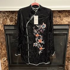 New With Tags Black Fitted Long Sleeve Embroidered Dress, Zara Fitted Floral Embroidered Dress, Black Embroidered Winter Dress, Black Long Sleeve Embroidered Dress For Spring, Zara Poplin Dress, Short Skater Dress, Zara Short Dress, Zara Mini Dress, Orange Mini Dress