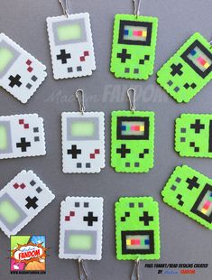 the pixel keychains have been made to look like video games