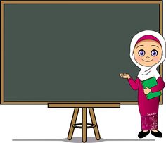 a woman standing in front of a blackboard and pointing at the board with her hand