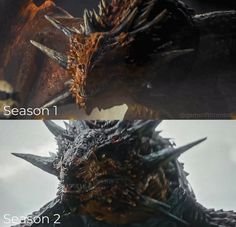 two different images of the same dragon in game of thrones season 1 and season 2