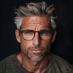 Aesthetic Glasses Men, Glasses For Long Faces, Men With Glasses, Grey Hair Beard, Stylish Glasses For Men, Older Men Haircuts, Balding Mens Hairstyles, Grey Hairstyles, Older Mens Hairstyles