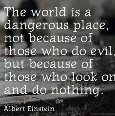 the world is a dangerous place, not because of those who do evil, but because of those who look on and do nothing