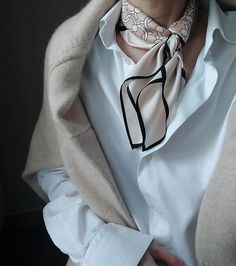 Neck Tie Outfit, Scarf Aesthetic, Business Casual Outfits, Scarf Styles, White Shirt