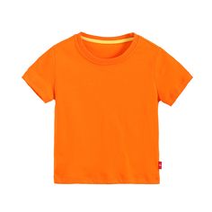 2021 Summer Children's T-shirt Solid Short Sleeve Round Neck Top - PrettyKid Summer Cotton T-shirt In Solid Color, Summer Cotton T-shirt Solid Color, Summer Solid Color Cotton T-shirt, Red Short Sleeve Solid Color Shirt, Basic Solid Summer Shirt, Orange Short Sleeve Solid Color Tops, Casual Plain Orange Tops, Casual Orange Plain Tops, Orange Solid Color Summer Tops