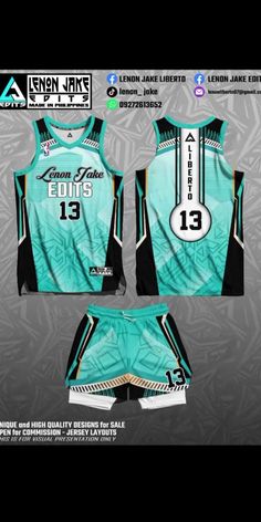 a basketball uniform with the number 13 on it and an image of two different teams