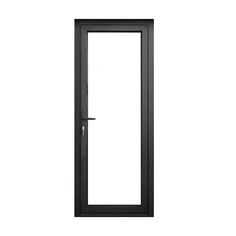 an open black door on a white background