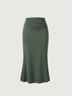 Casual Fitted Ruched Maxi Skirt, Fall Stretch Ruched Skirt, Elegant Ruched Skirt For Fall, Fall Stretch Maxi Skirt With Gathered Details, Fitted Ruched Skirt For Fall, Solid Ruched Midi Skirt, Elegant Ruched Bottoms For Fall, Elegant Ruched Skirt In Solid Color, Solid Ruched Maxi Skirt