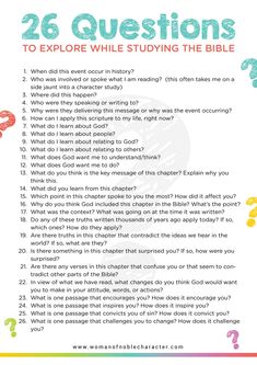 Simple Bible Study Method & 26 Questions For Studying God's Word Bible Study Questions To Ask, Word Bible Study Method, Bible Topics To Study, Bible Study Questions Small Groups, Questions For Bible Study, Bible Study Discussion Questions, Bible Study Plans For Beginners, God Questions, Bible Study For Beginners