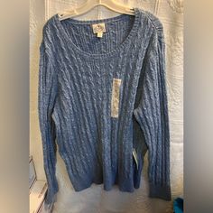 Brand New, With Tag. St Johns, Brunette Hair, Brunette Hair Color, Blue Sweaters, New Color, Sweater Sizes, Scoop Neck, Color Blue, Sweaters For Women