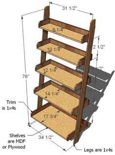 the plans for a bookcase are shown with measurements and measurements to make it look like they