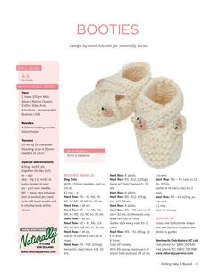 a page from the knitting book booties with pictures of slippers and shoes on it