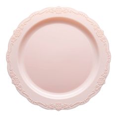 an empty pink plate on a white background