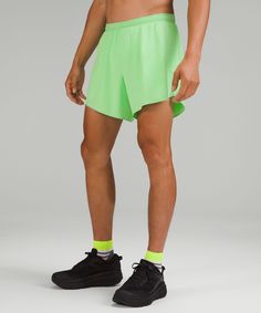 From the first mile to the final stretch, these lightweight, lined run shorts will keep up with your pace. Designed for Run. Roomy fit through glutes and thighs. Made from sweat-wicking and quick-drying mesh fabric, our Out of Mind (OOM) liner has a 3D-shaped pouch for breathable support as you move. Flat-locked seams reduce chafe, and a built-in pocket holds your phone. Breathable Nulux fabric waistband has a gel pocket. Stash your shirt in the waistband loops. Zippered pocket. 'Wash with like Out Of Mind, Run Shorts, Mens Lululemon, Lululemon Men, Lululemon Shorts, Running Workout, Training Shorts, Active Wear Shorts, Shorts Athletic