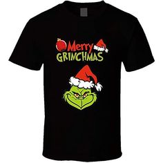 a black t - shirt with the words merry grinmas on it and an angry grin face