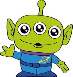 a cartoon character with big eyes and an alien costume