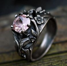 ♦ unique engagement ring set with morganite gemstone,  ♦ made in sterling silver, solid gold or platinum , available with any type of gemstone or diamond, message me for customization ♦ comes in an elegant ring box ♦ Handcrafted in house Cherry Blossom Engagement, Twig Engagement Ring, Flower Engagement, Cute Engagement Rings, Flower Engagement Ring, Magical Jewelry, Dream Engagement Rings, Types Of Gemstones, 판타지 아트