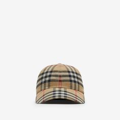 Check Cotton Baseball Cap in Archive beige - Men | Burberry® Official Burberry Cap, British Heritage, Quilt Jacket, Burberry Men, Brushed Cotton, Press Studs, British Style, Fashion Lover, Leather Purses