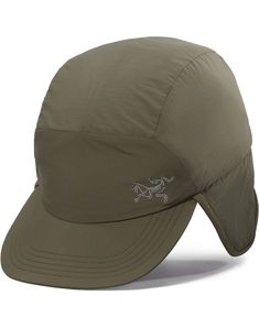 Breathable insulated hat with ear flaps for lightweight warmth in cold conditions. Windproof Curved Brim Hat For Camping, Windproof Brimmed Hat, Windproof Short Brim Hat For Outdoor Activities, Windproof Curved Brim Hat For Outdoor, Waterproof Curved Brim Winter Hat, Warm Outdoor Hat With Curved Brim, Warm Brimmed Hats For Outdoor, Warm Curved Brim Hat For Outdoor, Windproof Brimmed Hat For Outdoor Activities