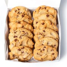 chocolate chip cookies in a box on a white background