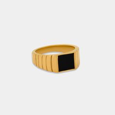 Our Naomi signet ring features a black accent in the center, a perfect color combo! Made in stainless steel so it's waterproof & tarnish free! 18k Heavy gold plating over stainless steel Waterproof & Tarnish Resistant Types Of Gold, Square Face, Black Accents, Color Combo, Black Enamel, Cleaning Jewelry, Signet Ring, Makeup Remover, Gold Plating