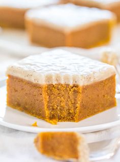 a slice of pumpkin cake on a plate