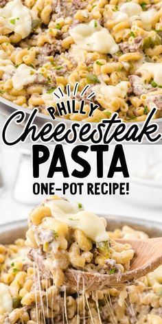 one pot cheesesteak pasta is an easy and delicious side dish