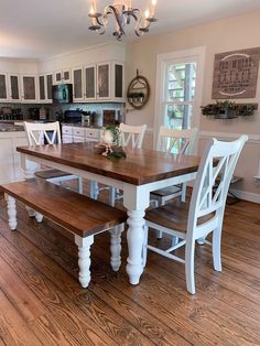 This specific table was 6' long with an Ambrosia Maple top stained Special Walnut with chunky farmhouse turned legs. **BENCH AND CHAIRS SOLD SEPERATELY, PLEASE MESSAGE US IF YOU'D LIKE TO ORDER". Turned Leg Table, Modern Farmhouse Dining Table, Turned Table Legs, Farmhouse Headboard, Farmhouse Table With Bench, Country Dining Tables, Farmhouse Dining Set, Farmhouse Style Table, Modern Farmhouse Dining