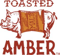 the logo for toasted amber is shown in red and brown lettering on a white background