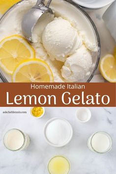 homemade italian lemon gelato recipe with ingredients