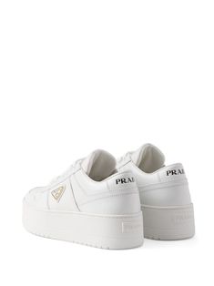 Find PRADA Downtown Bold Leather Sneakers on Editorialist. white leather smooth grain panelled design triangle logo logo-print tongue round toe front lace-up fastening perforated toebox branded heel counter branded leather insole platform sole White Calf Leather Platform Sneakers With Rubber Sole, White Platform Sneakers With Calf Leather And Rubber Sole, White Sneakers With Logo And Round Toe, Logo Print Platform Sneakers For Sports With Round Toe, Platform Sneakers With Branded Insole And Round Toe, Sports Platform Sneakers With Logo Print And Round Toe, White Platform Sneakers With Embossed Logo And Round Toe, Sports Platform Sneakers With Logo Print, Modern Calf Leather Sneakers With Logo