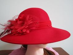 "August Hat Company Women's 100% Wool Hat with Rhinestone Feathers and Flower Circumference 22\" with  3 3/4\" Brim 👀 multiple photos showing different angles are a guide to determining their condition you can even MAGNIFY it. 🚚 This will be priority calculated shipping (fully insured against loss or breakage). You pay actual shipping charges only; difference will be immediately refunded.I cannot afford to give it free. Calculated shipping by weight, box size and your zip code. 🐸 Thank-you for supporting a small 🖐🏼Michigan family. As is vintage.👀ALL vintage Items Coming in or Going to new homes go through a professional Ozone machine which removes all smells for anything, You leave the room when running. upper large box" Red Hat Society Fashion, Mariachi Hat, Red Hat Ladies, Red Hat Society, Red Hat, Vintage Birds, Red Hats, Zip Code, Wool Hat