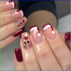 PRICES MAY VARY. 🎄【Package Contains】：24 Pcs Christmas style false nails, 24 pieces of jelly glue,, 1 mini nail file, 1 wooden stick. 🎄【High-Quality Material】：Square French press on nails is made of high-quality ABS environmental friendly acrylic material. It is non-toxic, odorless, durable and not easy to fade. It is harmless to your body and nails, and provides you with a comfortable and wonderful experience. 🎄【Perfect Gift】：These Christmas style fake nails are perfect gift for girlfriend, wife, women and girls. suitable on party, prom, dating,Christmas ect. 🎄【Easy to use】: Just choose the nail piece that suits you, polish the nail bed, paste the jelly glue we give you, and then press the nail for 30 seconds to get your favorite Xmas style nail. Due to the limited use of jelly glue, w Reindeer And Snowflake Nails, Clear Nails With Christmas Designs, Christmas Nail Designs Rudolph, Christmas Nails Rain Deer Simple, Small Nails Christmas, Short Coffin Shape Nails Christmas, Christmas Nails Real Nails, Christmas Nail Ideas Holiday French Tips, Pink Snowflake Nails Short