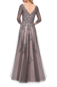 La Femme Mother Of The Bride Style 29205 – Instant Dress Long Lace Gown, Silk Charmeuse Dress, Lace Long Gown, Charmeuse Dress, Sleeves Embroidery, Long Sleeve Evening Dresses, Long Evening Gowns, Tulle Gown, Tulle Prom Dress