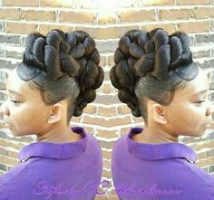 Elegant Hairstyles For Black Women, Black Women Updo Hairstyles, Relaxed Hair Journey, Braided Mohawk, Braided Mohawk Hairstyles, Black Pinup, Hype Hair, Two Braid Hairstyles, Black Hair Updo Hairstyles