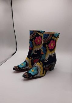 Check out this item in my Etsy shop https://www.etsy.com/listing/764568593/short-boots-mid-calf-boots-suzani-boots Bohemian Embroidered Boots For Fall, Traditional Embroidered Boots For Spring, Multicolor Embroidered Boots, Multicolor Floral Embroidered Round Toe Boots, Multicolor Floral Embroidery Boots With Round Toe, Bohemian Embroidered Boots For Festival, Traditional Embroidered Fall Boots, Traditional Embroidered Boots For Fall, Traditional Embroidered Boots For Festival