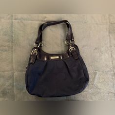 Nwot - Coach Handbag With Blue Signature Logo Navy Shoulder Bag With Handles, Elegant Navy Shoulder Bag With Handle Drop, Navy Shoulder Bag, Coach Handbag, Shoulder Handbag, Signature Logo, Coach Handbags, Shoulder Handbags, Coach Bags