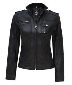 Black Moto Leather Jacket For Women
This black leather moto jacket is a sharp and edgy take on a classic motorcycle jacket. It is made of strong and sturdy leather but without extra weight or bulk. Perfect for everyday wear and even better for riding, this luxe piece will let you look classy & elegant. Keep the look clean by pairing it with a classic pair of skinny jeans or add an edge with distressed denim and open-toe booties. Black Biker Leather Jacket With Long Sleeves, Black Long Sleeve Biker Leather Jacket, Edgy Fitted Leather Jacket For Motorcycling, Classic Black Leather Motorcycle Jacket, Black Leather Jacket With Zipper Closure For Motorcycling, Black Leather Jacket With Zipper For Motorcycling, Black Leather Motorcycle Jacket With Zipper Closure, Fall Leather Jacket With Zipper For Motorcycling, Black Fitted Outerwear For Motorcycling