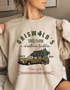 Griswold's Tree Farm Since 1989 Sweatshirt Griswold Christmas Tree, 1989 Sweatshirt, Christmas Vacation Sweaters, Farm Sweatshirt, Griswold Christmas, Tee Tree, Womens Christmas Shirts, Tree Farm, Christmas Tree Farm