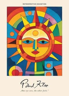 the front cover of an art book with colorful sun and moon designs on white paper